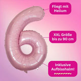 DIWULI Luftballon 6 Geburtstag Rosa