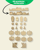 DIWULI Tisch-Konfetti aus Holz Happy Halloween Set