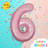 DIWULI Luftballon 6 Geburtstag Rosa