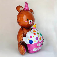 DIWULI süßer Teddy-Bär Ballon XL, Happy Birthday Ballon