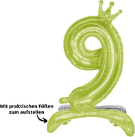 DIWULI Luftballon 9 Geburtstag stehend XL Kristall Grün