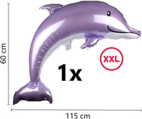 DIWULI Delfin Luftballon Set Zahl 19 lila