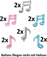 DIWULI 12 Stück Musik Dekoration Ballon-Set Silber Blau Rosa