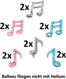 DIWULI 12 Stück Musik Dekoration Ballon-Set Silber Blau Rosa