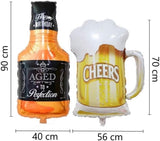 DIWULI 2 Stück Geburtstags Luftballon Happy Birthday, Whisky-Flasche + Bierkrug Folien-Luftballon