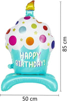DIWULI XXL Cupcake Happy Birthday Luftballon Blau stehend