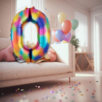 DIWULI Luftballon Geburtstag Bunt Regenbogen Zahl 0