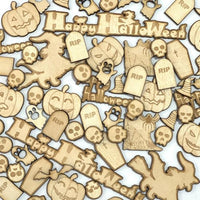 DIWULI Tisch-Konfetti aus Holz Happy Halloween Set