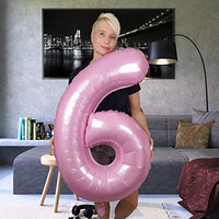 DIWULI Luftballon 6 Geburtstag Rosa