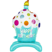 DIWULI XXL Cupcake Happy Birthday Luftballon Blau stehend