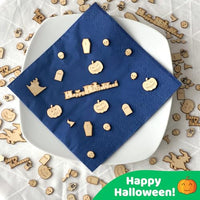 DIWULI Tisch-Konfetti aus Holz Happy Halloween Set