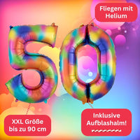 DIWULI Luftballon 50 Geburtstag XXL Bunt Regenbogen