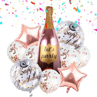 DIWULI 10 Stück Geburtstags Luftballons Alkohol, Happy Birthday, Wein-Flasche let's party