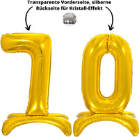 DIWULI Luftballon 70 Geburtstag stehend XL Gold