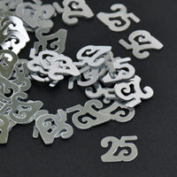 DIWULI Geburtstags Zahlen-Konfetti Zahl 25 Silber