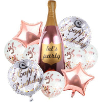 DIWULI 10 Stück Geburtstags Luftballons Alkohol, Happy Birthday, Wein-Flasche let's party