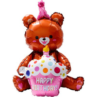 DIWULI süßer Teddy-Bär Ballon XL, Happy Birthday Ballon