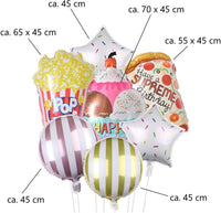 DIWULI, Geburtstag Luftballon-Set, Eis-Becher Pizza Popcorn