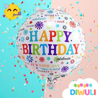 DIWULI Happy Birthday Ballon Weiß