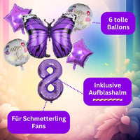 DIWULI Geburtstagsdeko Schmetterling Deko 8 Jahre Set
