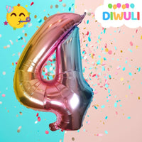 DIWULI Luftballon 4 Geburtstag Rosa Regenbogen