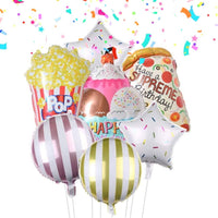 DIWULI, Geburtstag Luftballon-Set, Eis-Becher Pizza Popcorn
