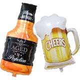 DIWULI 2 Stück Geburtstags Luftballon Happy Birthday, Whisky-Flasche + Bierkrug Folien-Luftballon
