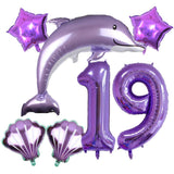 DIWULI Delfin Luftballon Set Zahl 19 lila