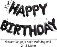 DIWULI Happy Birthday Ballon Banner Schwarz