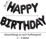 DIWULI Happy Birthday Ballon Banner Schwarz