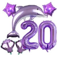 DIWULI Delfin Luftballon Set Zahl 20 lila