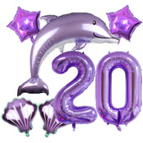 DIWULI Delfin Luftballon Set Zahl 20 lila