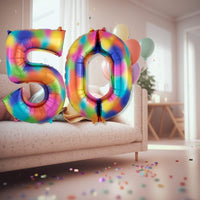DIWULI Luftballon 50 Geburtstag XXL Bunt Regenbogen