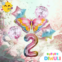 DIWULI Geburtstagsdeko Schmetterling Deko 2 Jahre Set
