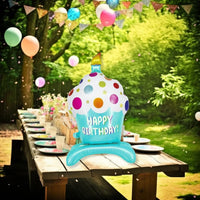 DIWULI XXL Cupcake Happy Birthday Luftballon Blau stehend