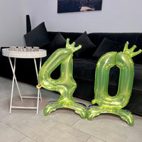 DIWULI Luftballon 9 Geburtstag stehend XL Kristall Grün