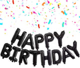 DIWULI Happy Birthday Ballon Banner Schwarz
