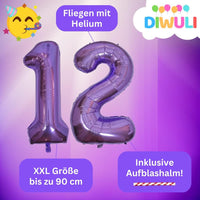 DIWULI Luftballon 12 Geburtstag XXL Lila