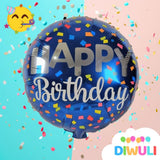 DIWULI Happy Birthday Luftballon blau