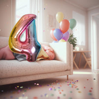 DIWULI Luftballon 4 Geburtstag Rosa Regenbogen