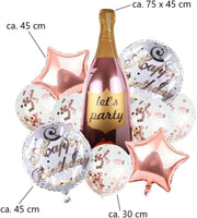 DIWULI 10 Stück Geburtstags Luftballons Alkohol, Happy Birthday, Wein-Flasche let's party