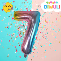 DIWULI Luftballon 7 Geburtstag Rosa Regenbogen