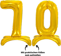 DIWULI Luftballon 70 Geburtstag stehend XL Gold