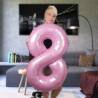 DIWULI Luftballon 8 Geburtstag Rosa