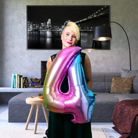 DIWULI Luftballon 4 Geburtstag Rosa Regenbogen