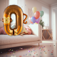 DIWULI Tier Luftballon Geburtstag  Zahl 0